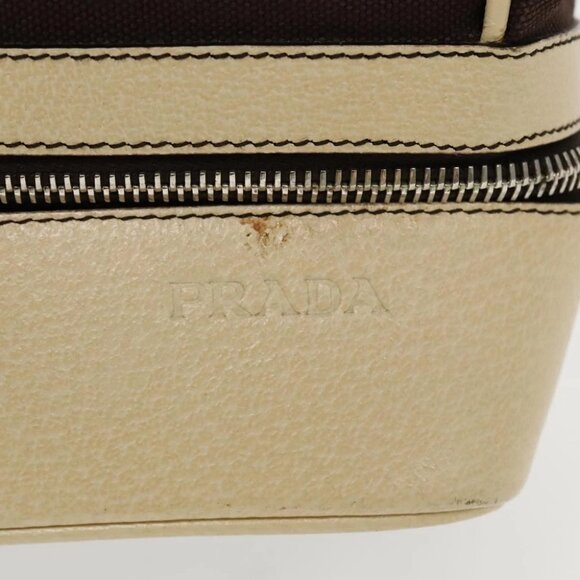 PRADA Hand Bag Canvas Silver Brown - Picture 8 of 15